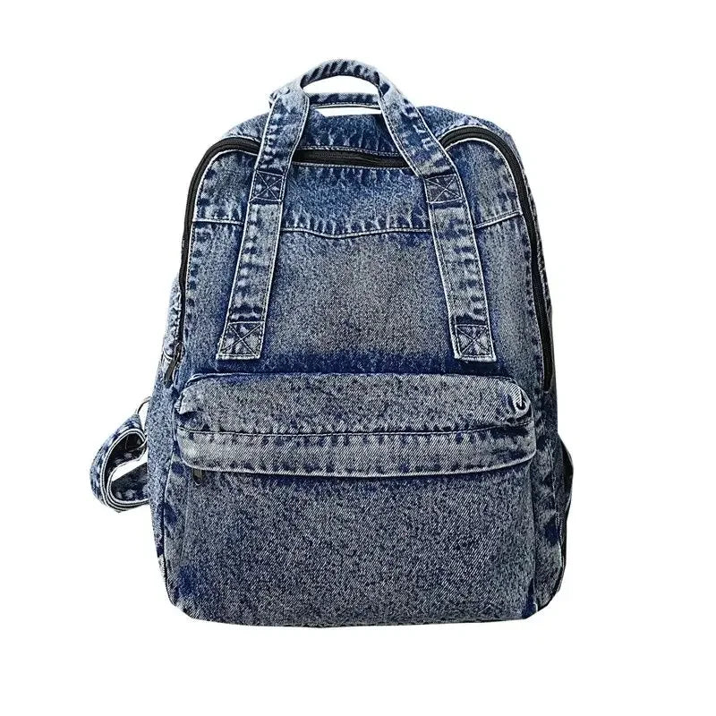 Casual Denim Backpack | Large Capacity Laptop Bag for School & Travel