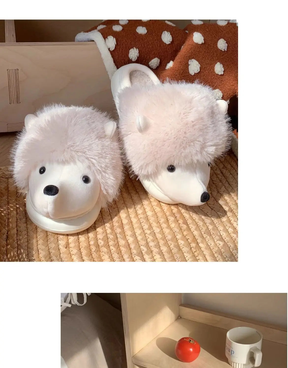 Cute Hedgehog Plush Winter Slippers | Cozy Cotton Home Shoes