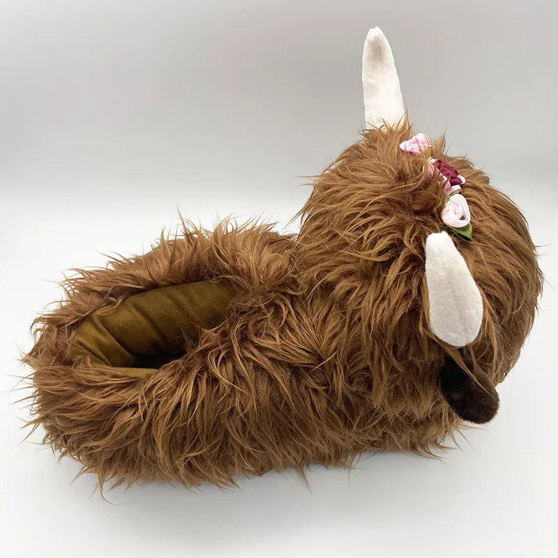 Highland Cattle Plush Slippers | Cozy Kawaii Animal Slides
