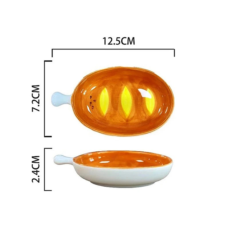 Cute Croissant Pattern Ceramic Plate | Creative Dipping Dish