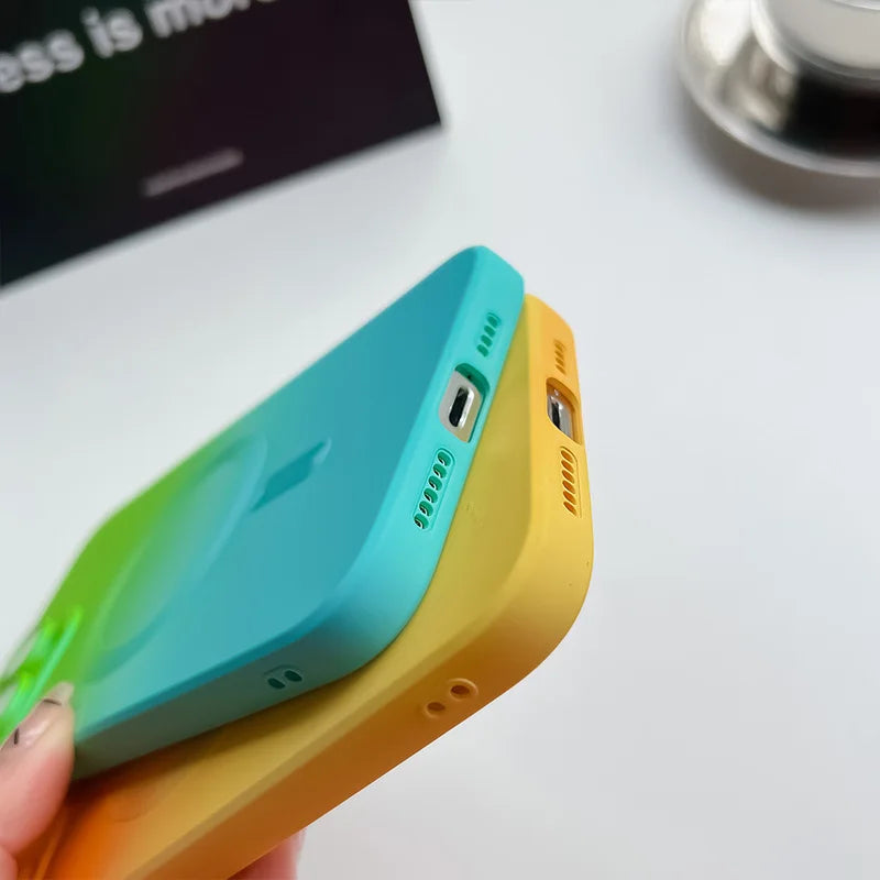 Comes With Lens Film Gradient Color Phone Case For IPhone 17 16 15 14 13 12 Pro Max 11 Silicone Shockproof Back Cover
