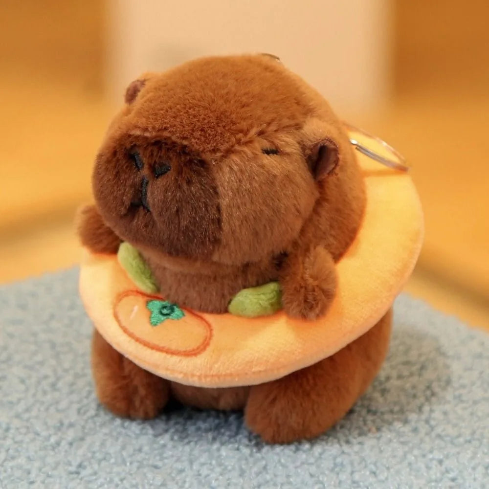 Capybara Plush Toy with Hoodie Wings Small Stuffed Animal Keychain Doll
