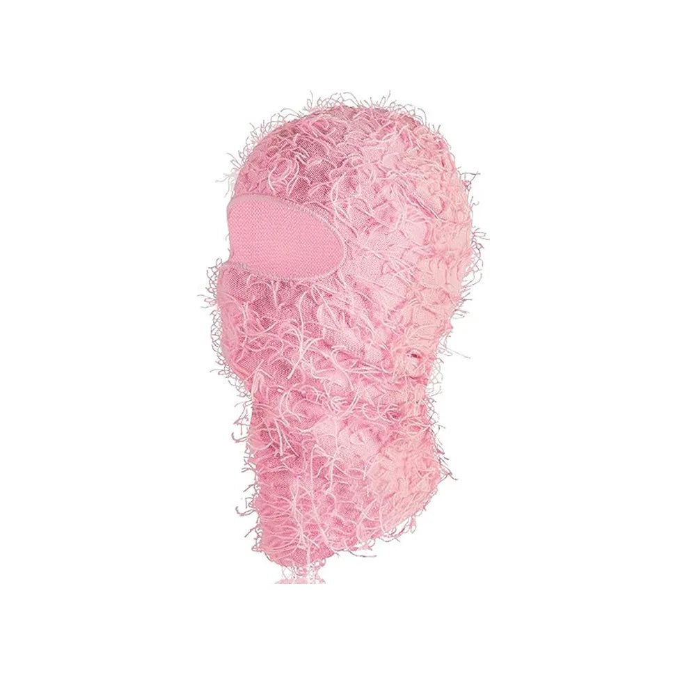 Unisex Distressed Knit Balaclava | Fuzzy Winter Ski Mask