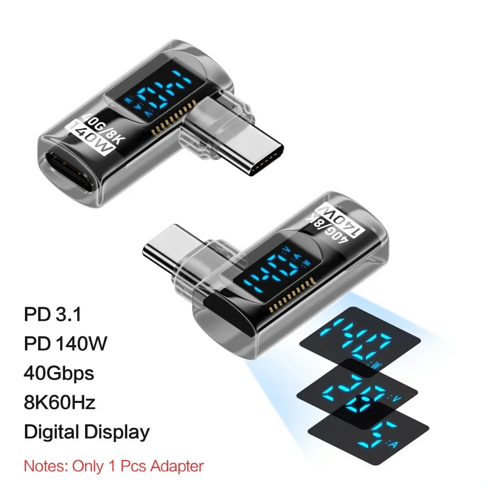 Right Angle USB C Adapter | 40Gbps Data Transfer & 8K Video
