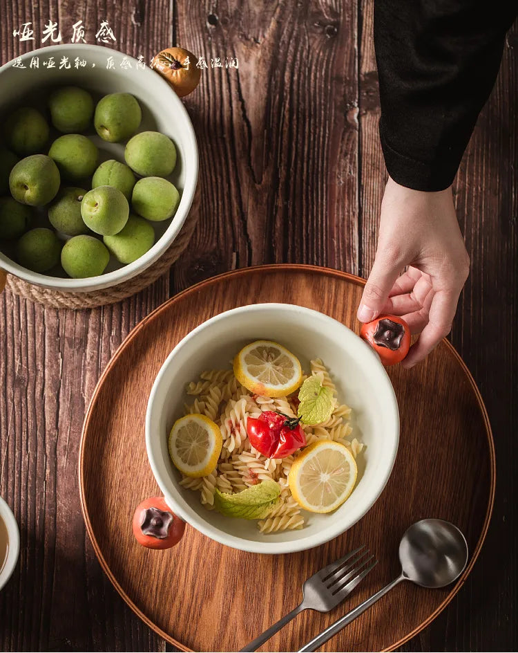 Cuenco de sopa de cerámica hecho a mano con doble asa | Elegancia de estilo japonés