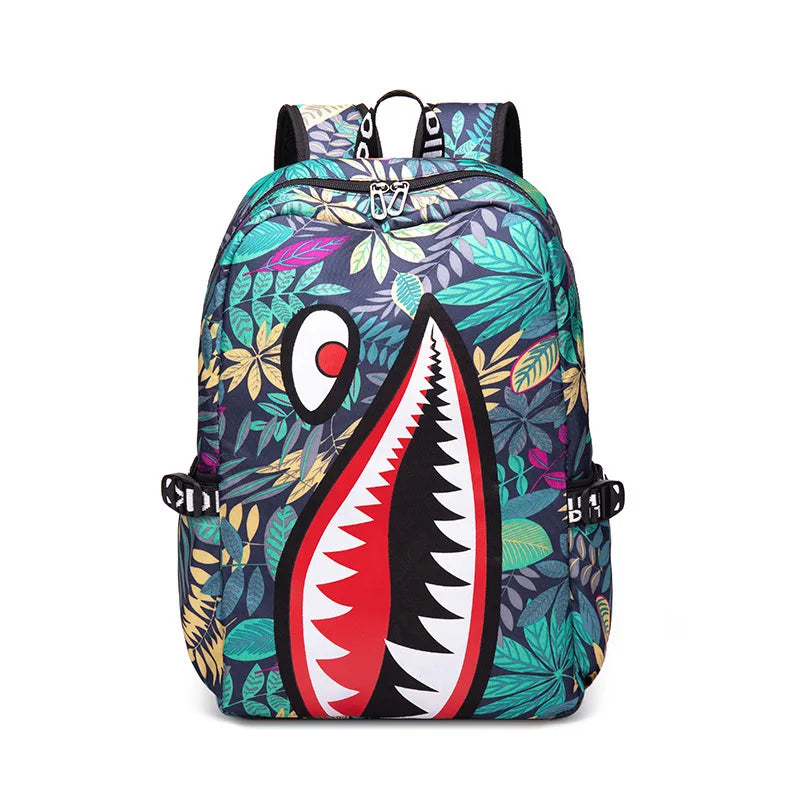 Cartoon Shark Print Backpack | Perfect School Rucksack for Kids
