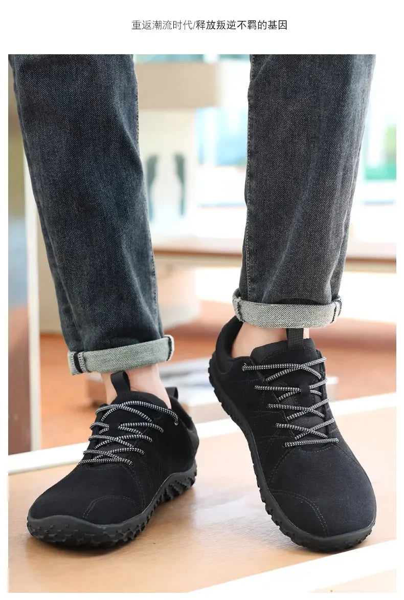 High Quality Leather Sports Shoes for Wide Feet | Anti-Slip Design