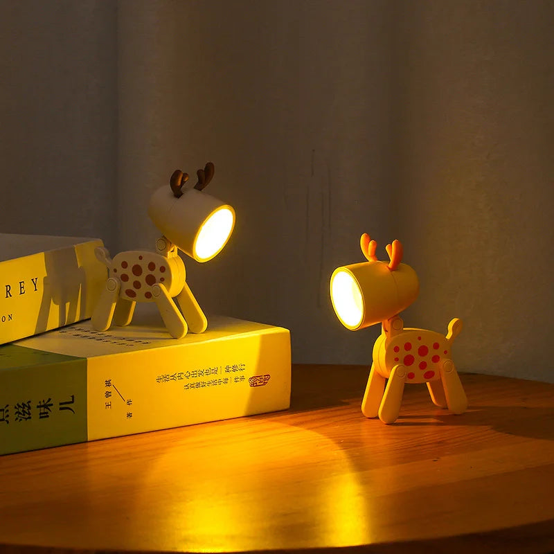 Adorable Mini Lámpara de Noche de Cachorro Manchado | Bonito Regalo de Lámpara de Escritorio