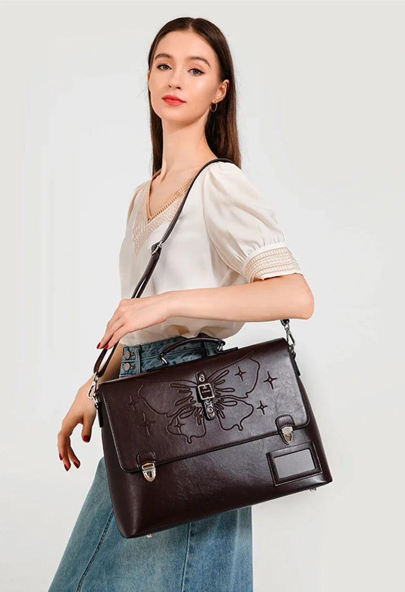 Stylish Cowhide Women's Backpack | Large Capacity Leather Bag