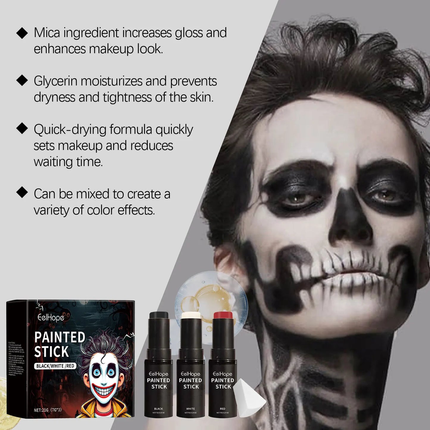 Halloween Body Paint Stick Set | Full-Coverage Makeup Essentials