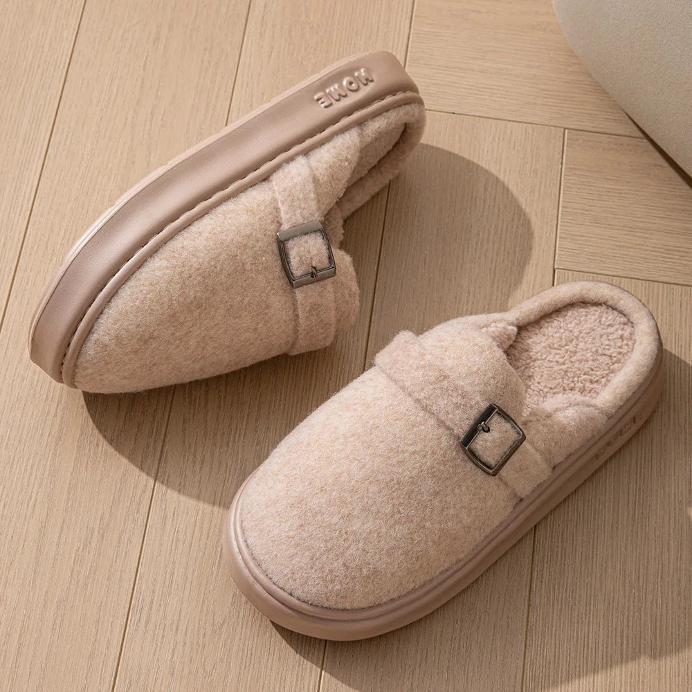 Couples Plush Fleece Slippers | Warm Non-Slip House Shoes