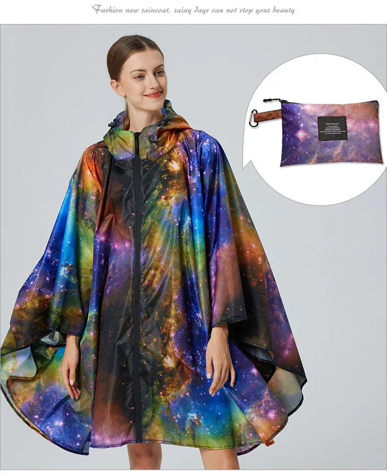 Big Size Women Gradient Color Raincoat | Lightweight Waterproof Cloak