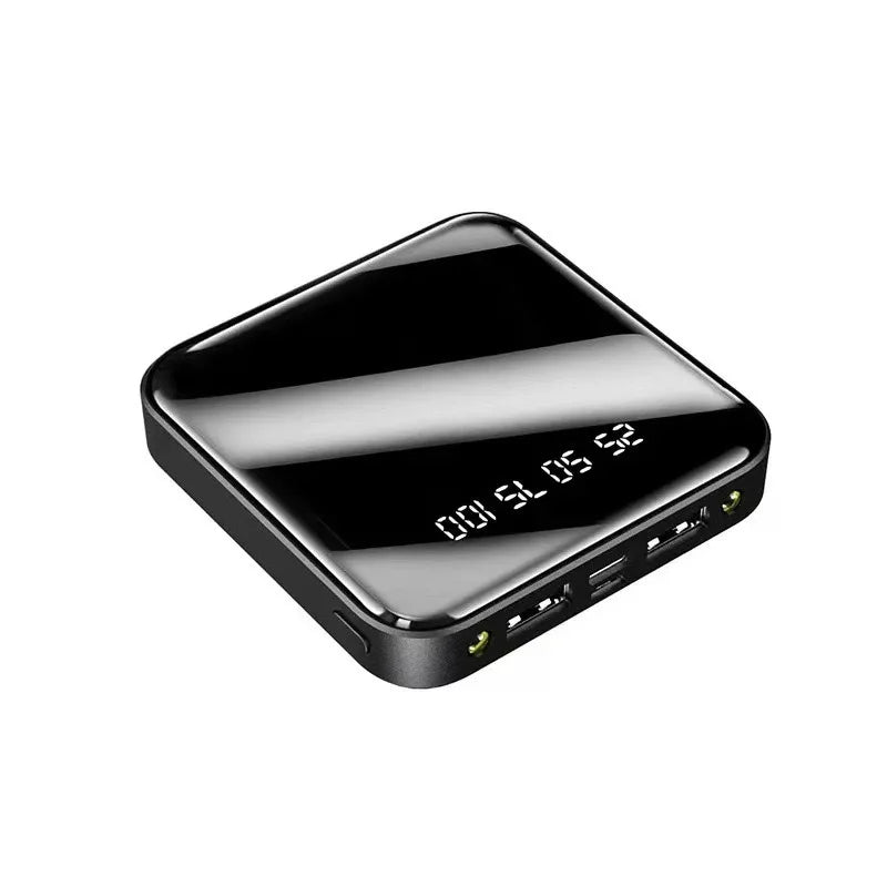High-Capacity Mini Power Bank with LED Display & Built-in Cable