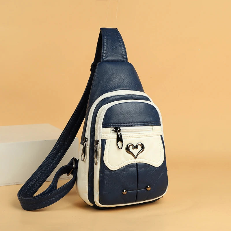 Fashionable PU Leather Women's Chest Bag for Outdoor Adventures