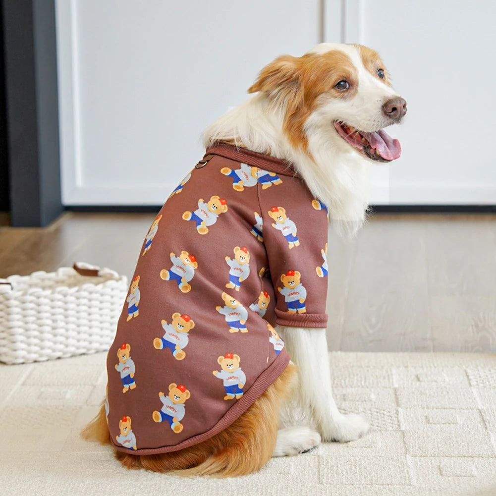 Fleece Hoodie for Dogs | Adorable Bear Print Pet Vest