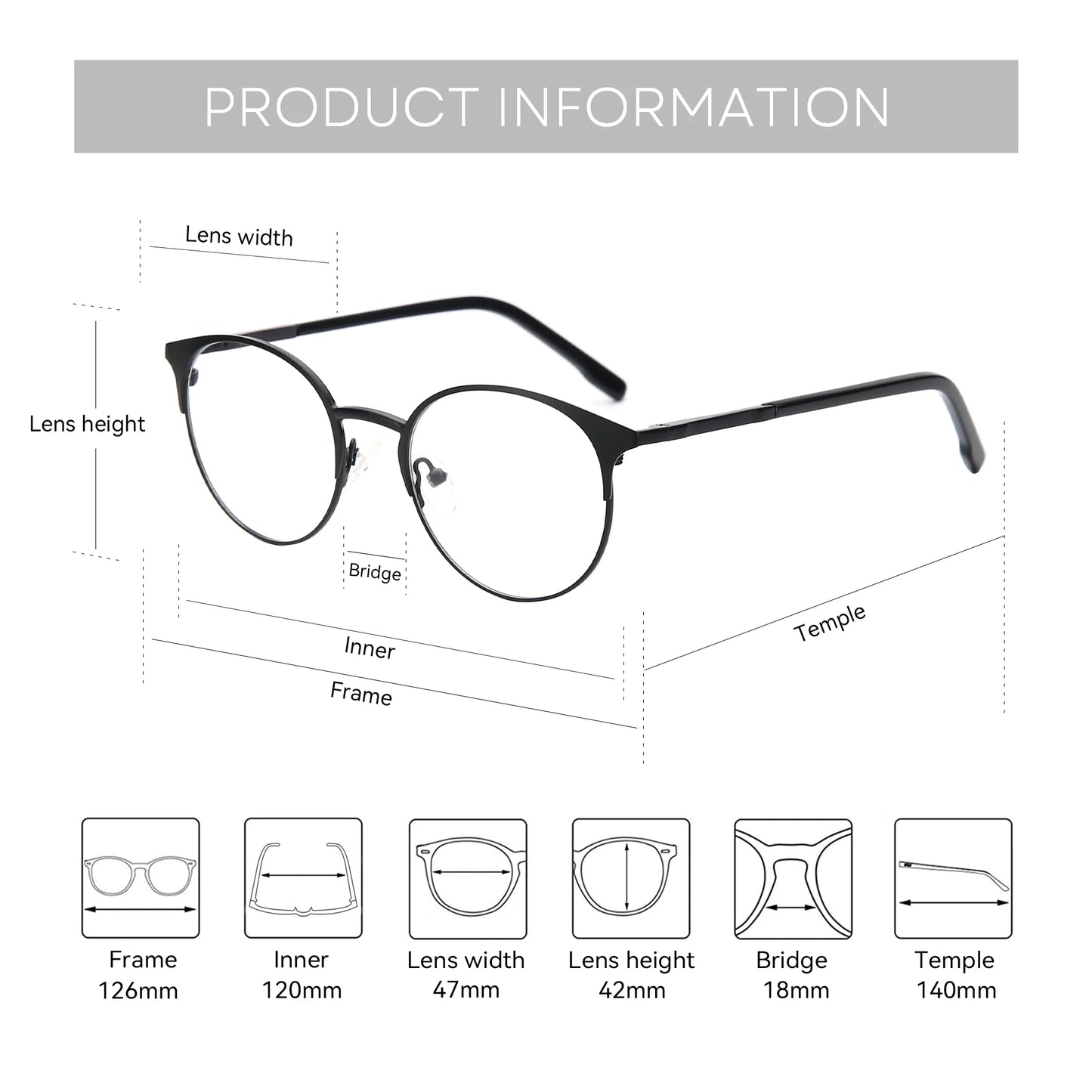 Trendy Round Progressive Metal Prescription Eyeglasses for All