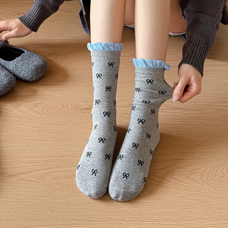 Stylish Women's Cotton Bowknot Socks | Chic Comfort for Every Occasion