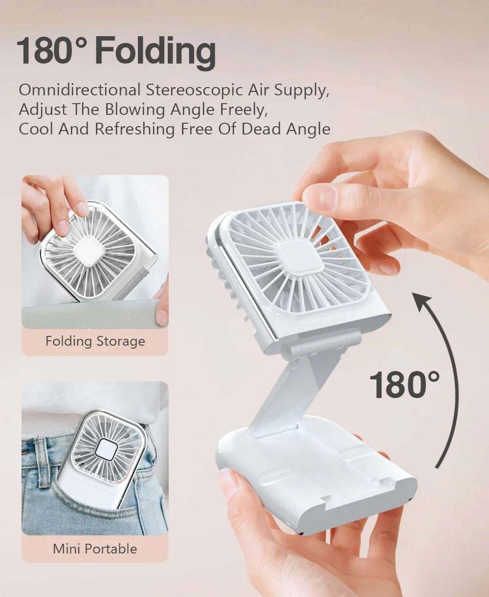 Adjustable USB Rechargeable Mini Neck Fan | Quiet Cooling Comfort
