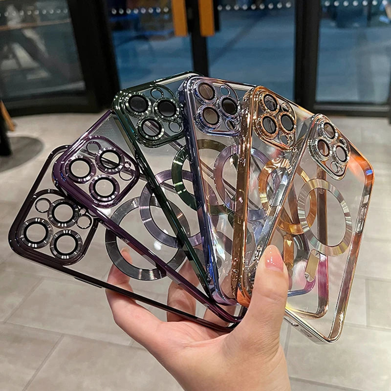 Luxury Magnetic Clear Case for MagSafe iPhone | Shockproof Cover