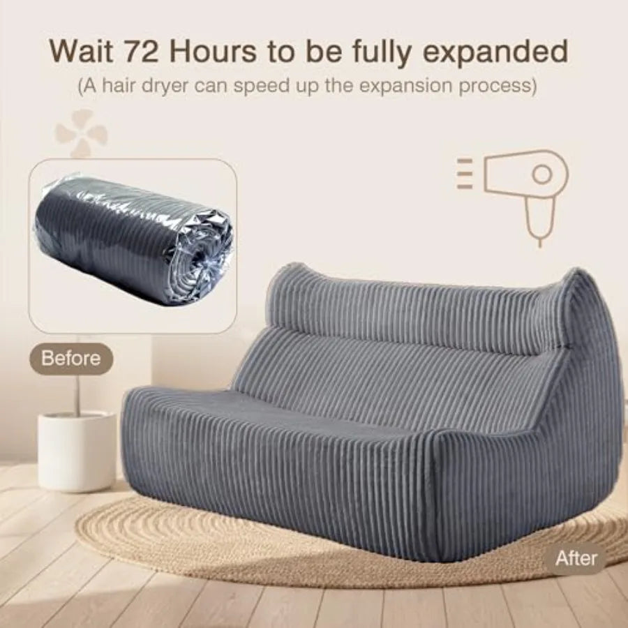 Comfortable Grey Bean Bag Chair | Cozy Floor Sofa for Any Room