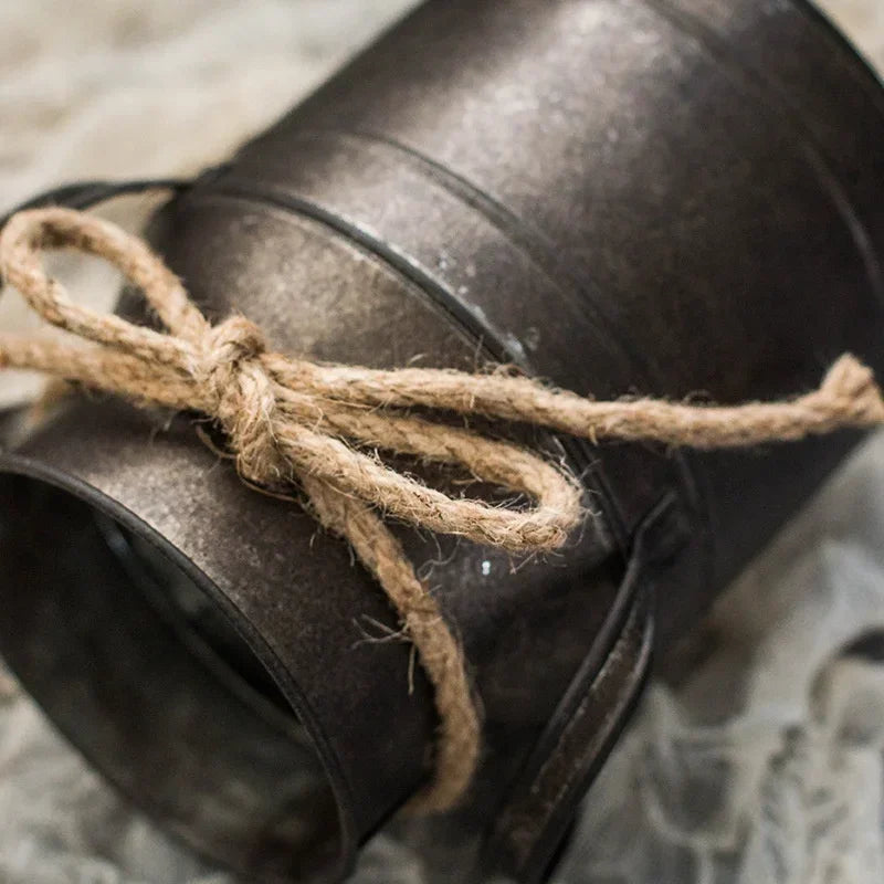 Vintage Metal Flower Bucket | Rustic Home Decor Plant Pot