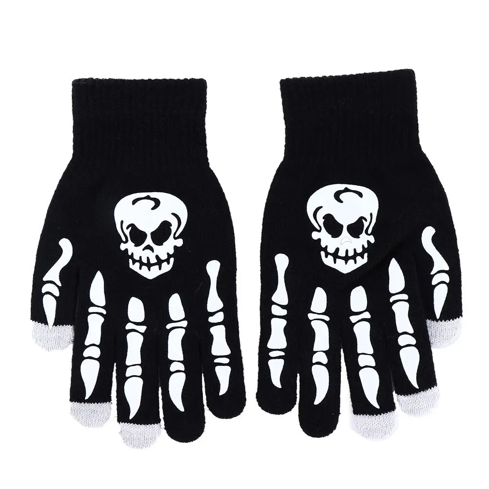 Men's Skull Glow Gloves | Stylish Luminous Half-Finger Mittens