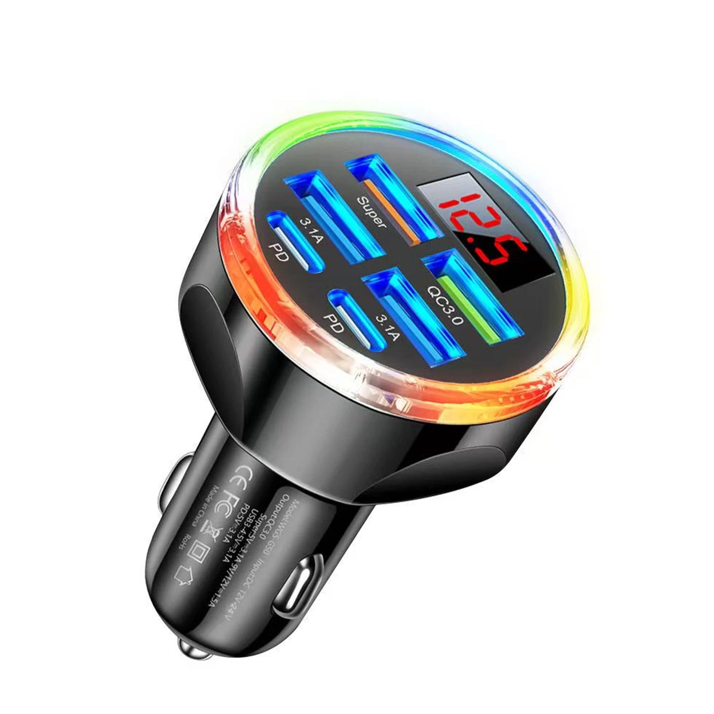 130W 6-in-1 Dual PD USB-C Car Charger Adapter | Fast Charging