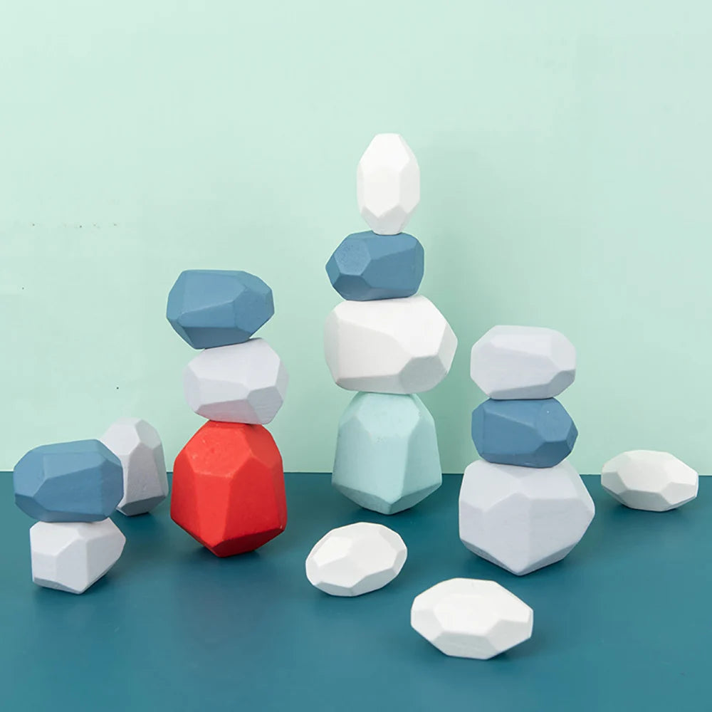 Wooden Sorting Stacking Rocks for Kids | Montessori Learning Toy