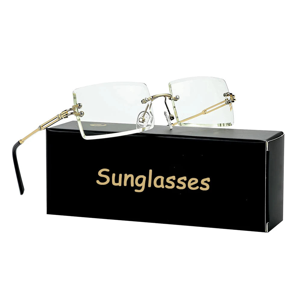 Men's Retro Sunglasses | Vintage Rimless Rectangle UV400 Protection