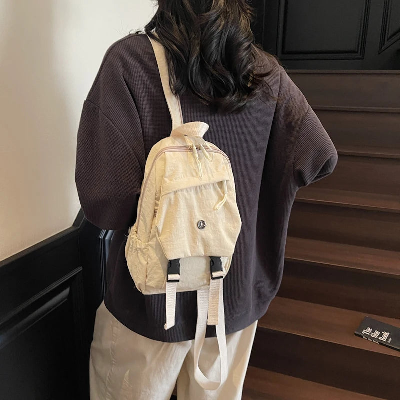 Versatile Solid Color Unisex Small Backpack | Large Capacity Design