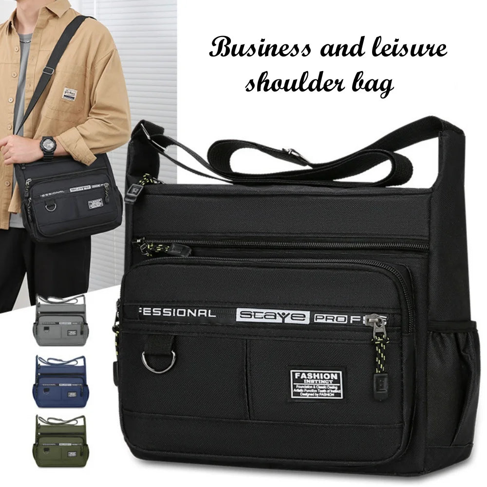 Large Capacity Men's Nylon Shoulder Bag | Stylish Crossbody Messenger
