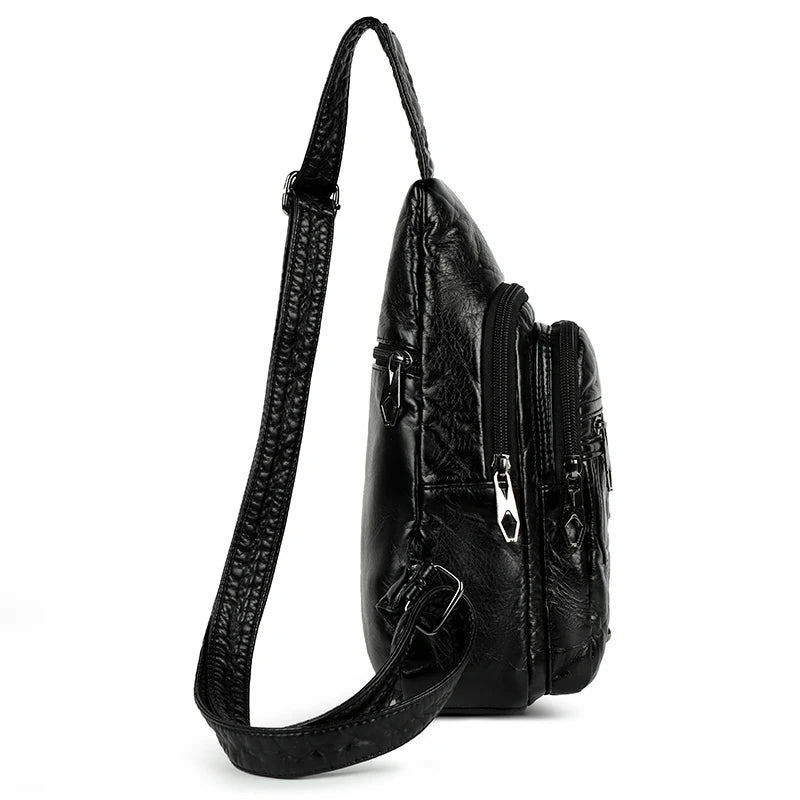 Fashionable PU Leather Women's Chest Bag for Outdoor Adventures