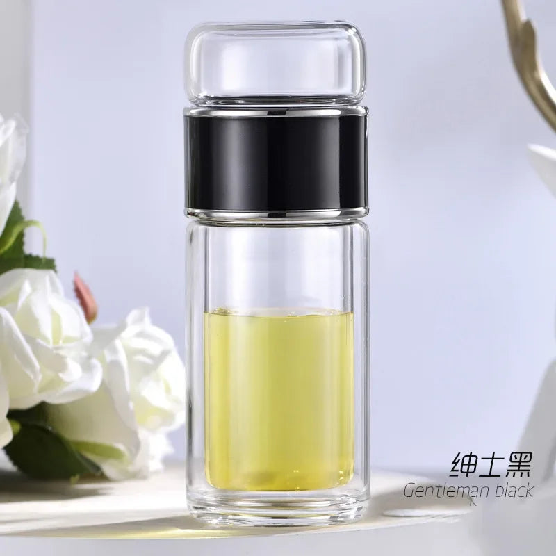 High Borosilicate Glass Tea Water Bottle | Double Layer Infuser