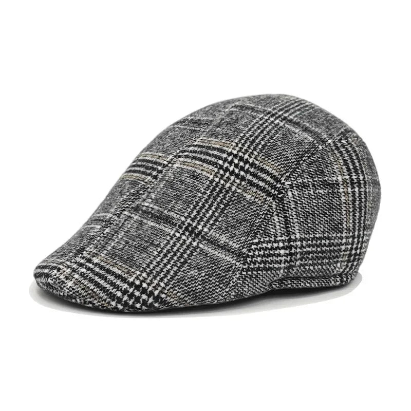 Men's Winter Beret Cap | Warm Plaid Military Hat for Casual Wear