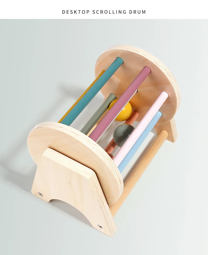 Montessori Wooden Rolling Ball Drum | Engaging Baby Learning Toy
