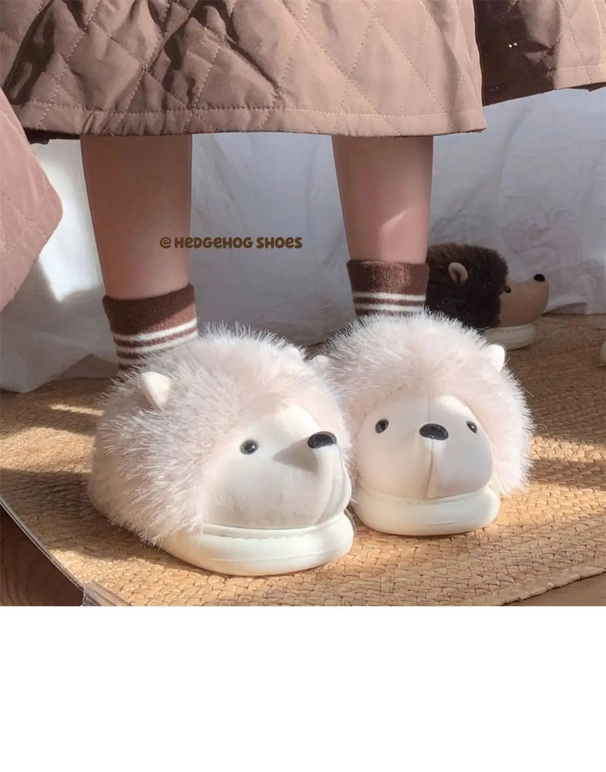 Cute Hedgehog Plush Winter Slippers | Cozy Cotton Home Shoes