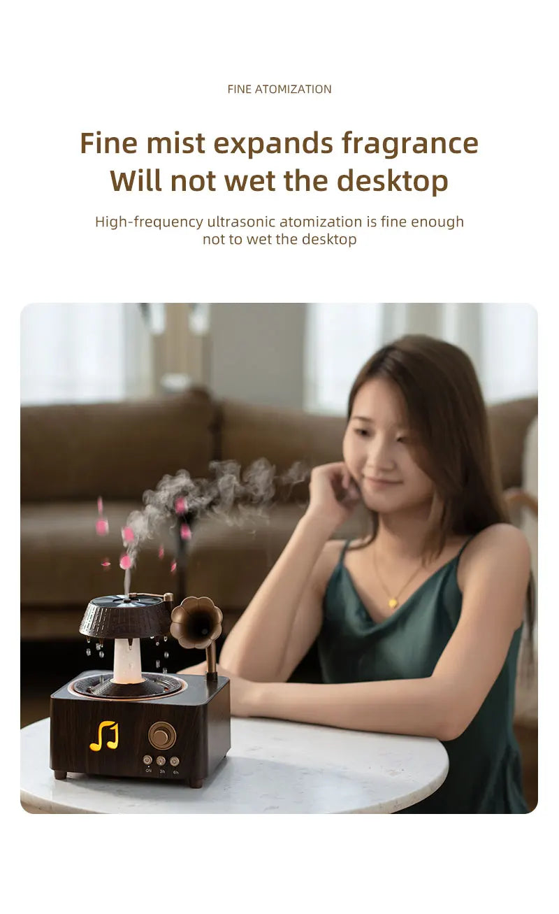 Rotating Raindrop Humidifier | Retro Aroma Diffuser with Lights