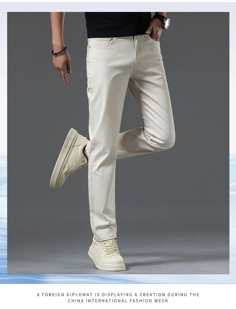 Men's Slim Casual Stretch Jeans | Smart Business Fashion Trousers