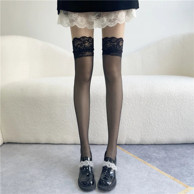 Women's Sexy Lace High Thigh Bow Stockings | Stylish Over-The-Knee