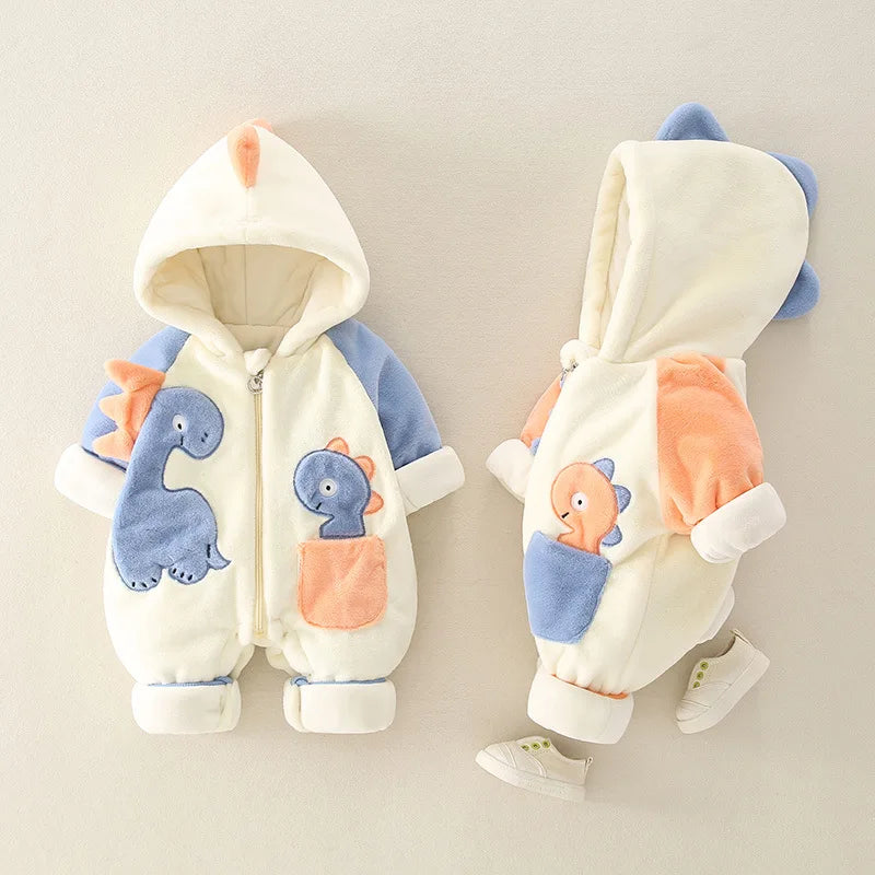Thick Plush Newborn Baby Rompers | Cozy Winter Jumpsuit Outfits