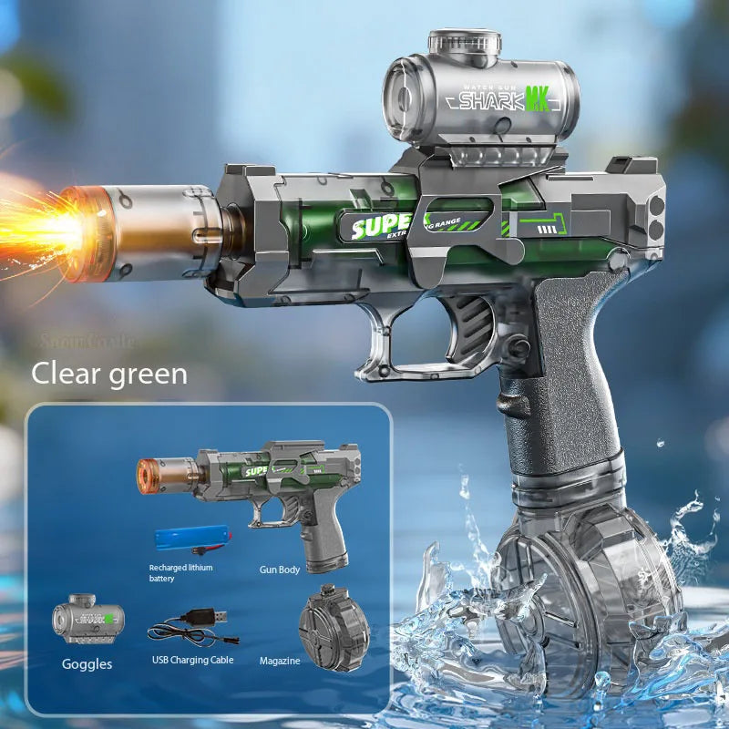 Electric With light Sprays Flame Effect High-speed Powerful Shooting Water Gun Toys Outdoor Beach Swimming Pool Shooting Game