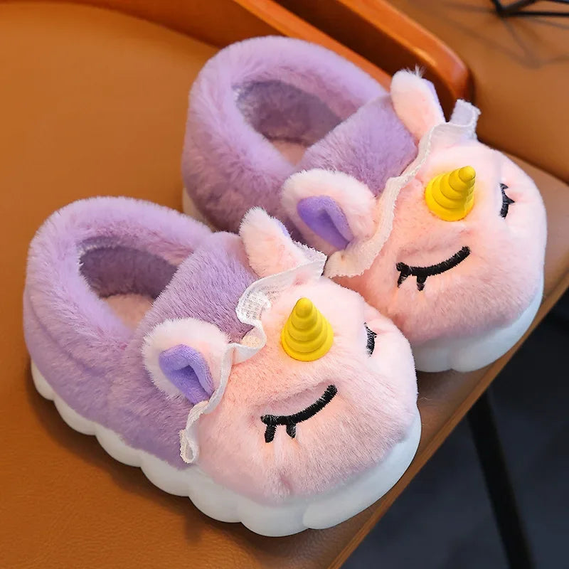 Kids & Family Matching Animal Print Plush Slippers | Cozy Winter Shoes