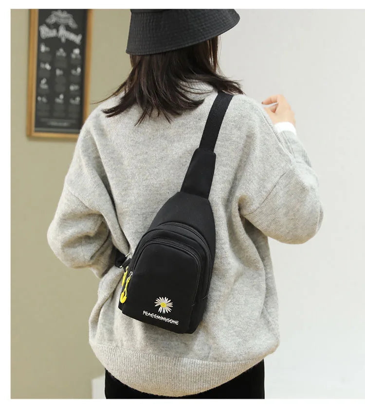 Chic Embroidered Canvas Chest Bags for Women | Versatile Crossbody Style