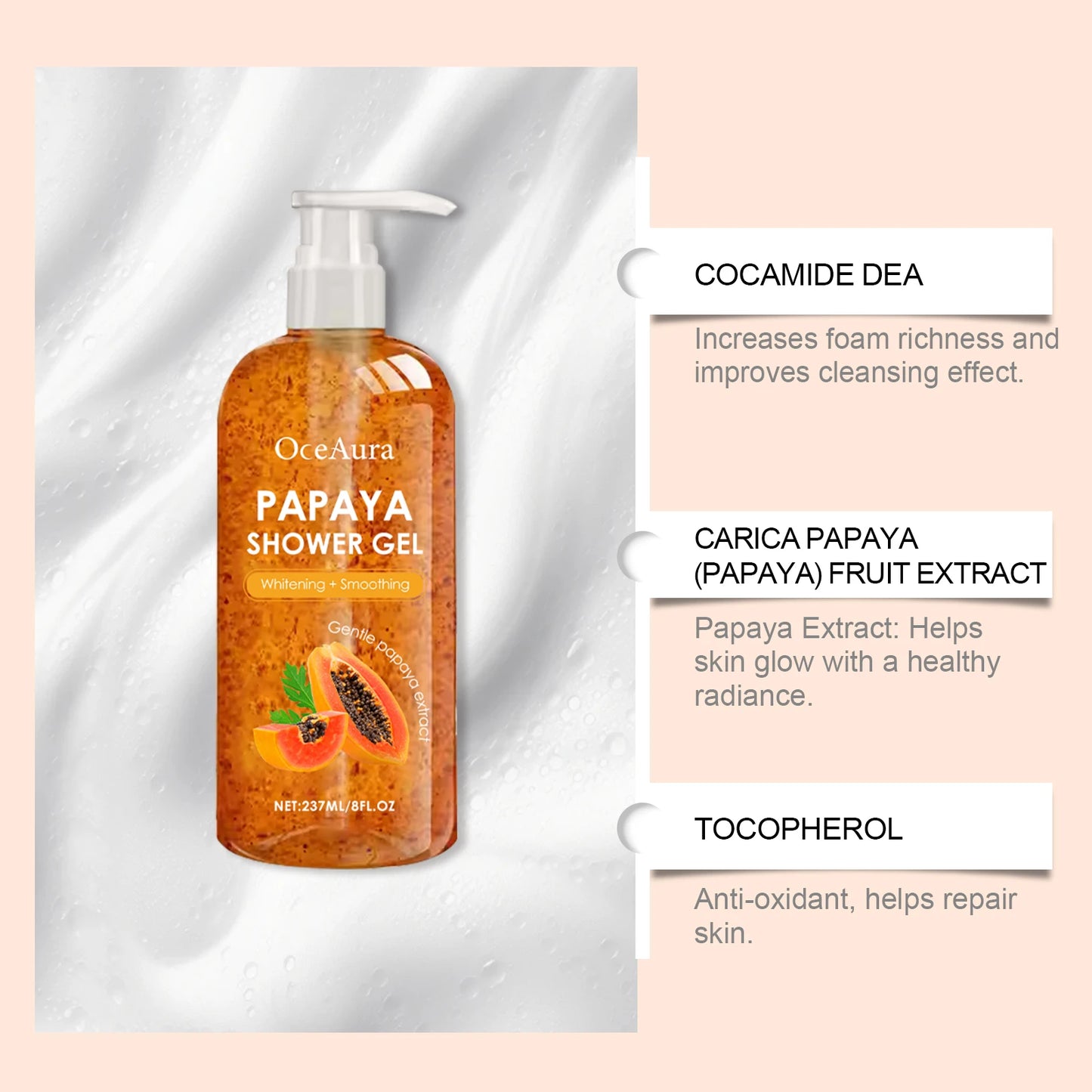 Whitening Papaya Shower Gel | Smoothing Cleansing Body Wash
