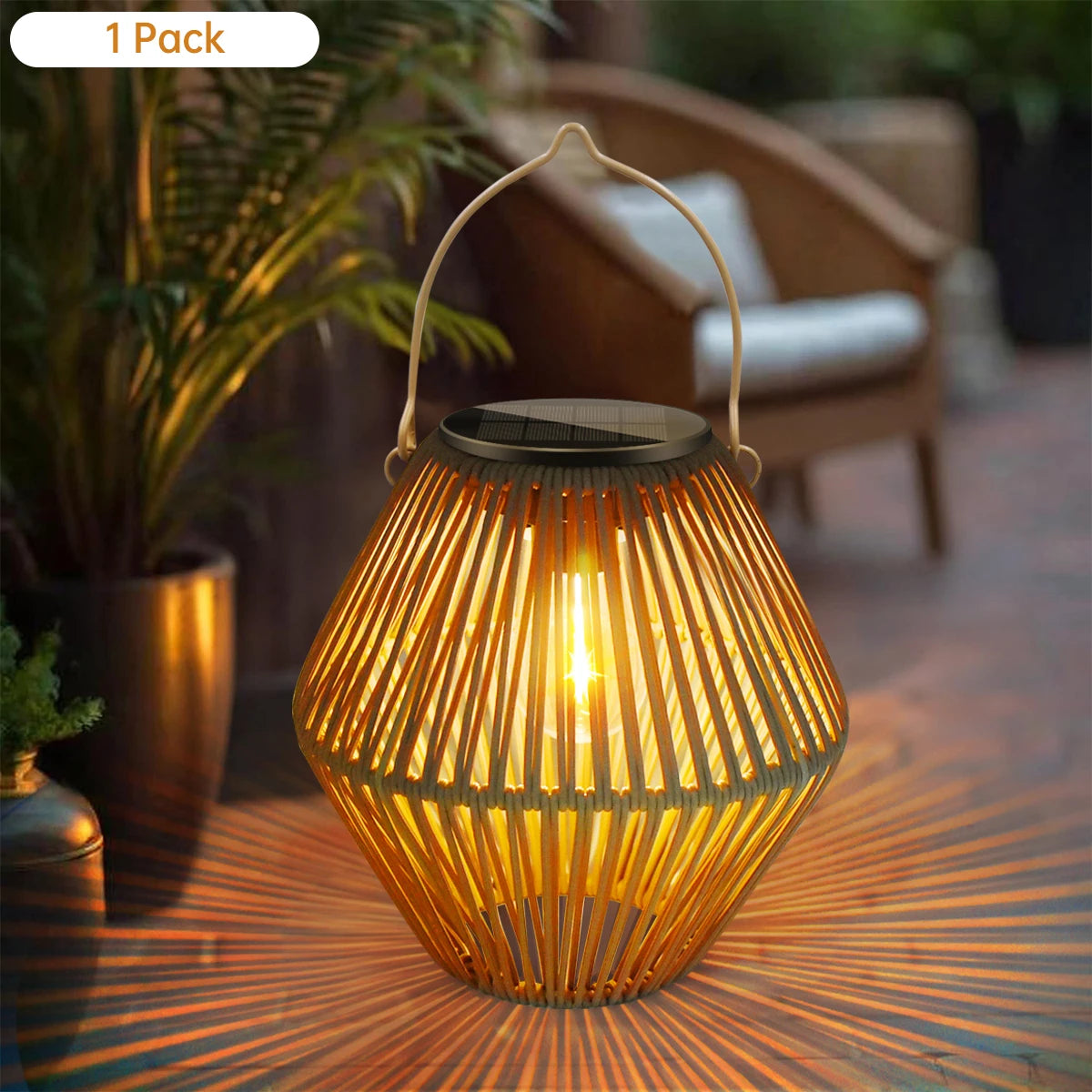 Linternas solares para exteriores | Luces colgantes de ratán bohemio impermeables