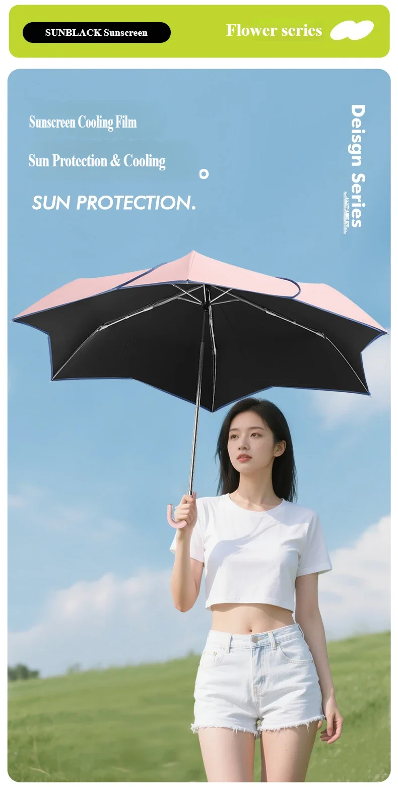 Korean-Style Manual Petal Umbrella | Wind-Resistant & UV Protection