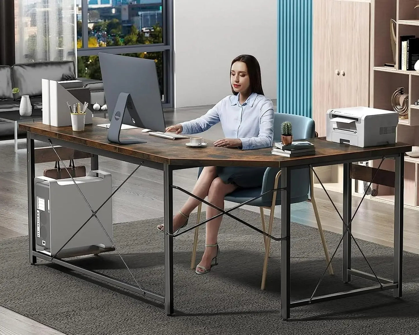 66" L Shaped Gaming Desk | Sturdy Corner Computer Table