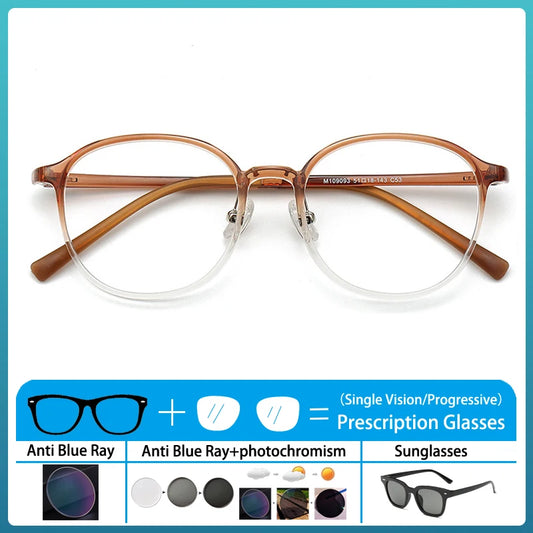 Anti Blue Light Photochromic Prescription Glasses | Retro Round Frames 2026
