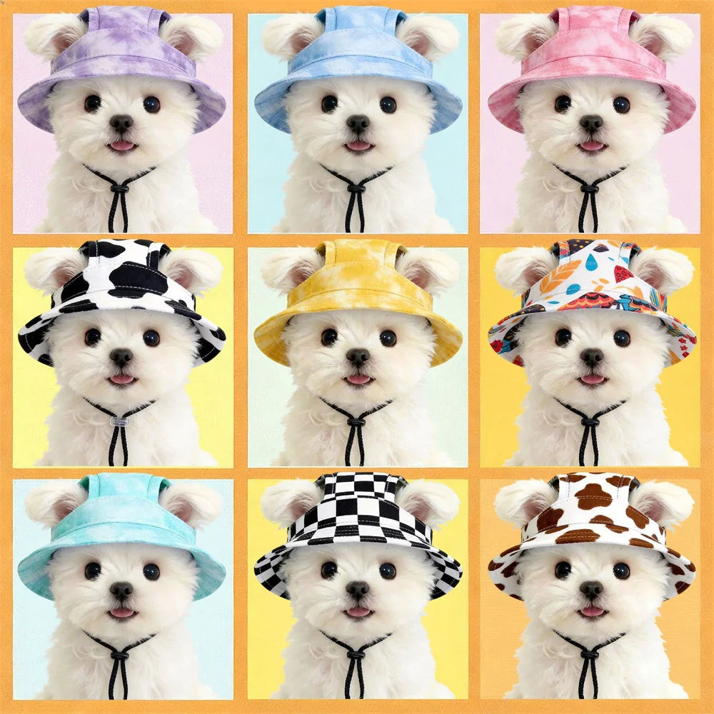 Cute Print Dog Hat for Small & Medium Dogs | Adjustable Pet Cap