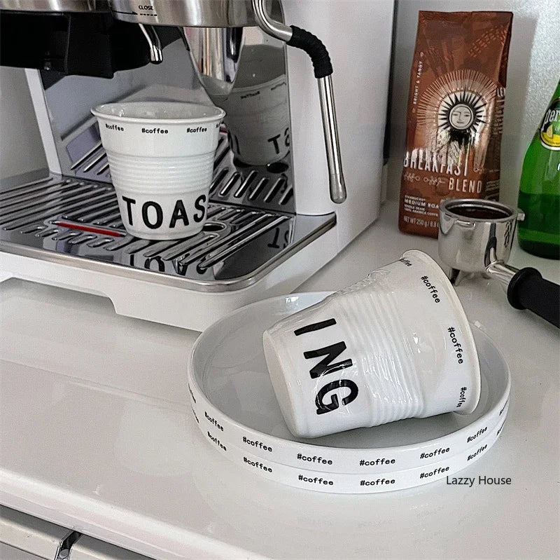 Elegant Korean Style Ceramic Coffee Mug | Nordic Design Tumbler